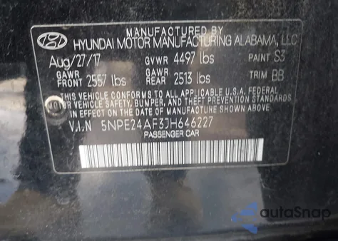 2018 Hyundai Sonata Se from USA, damaged, VIN 5NPE24AF3JH646227